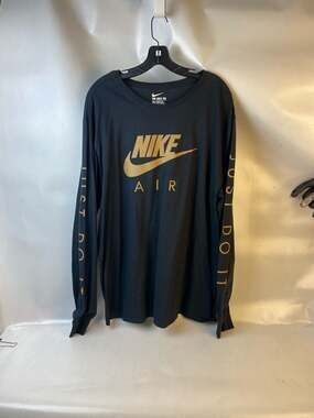 Nike Air Men's Long Sleeve Graphic T-Shirt Black/Gold Just Do It Sleeve